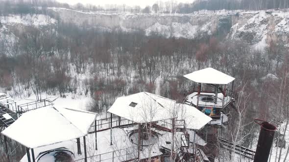 Aerial Footage of Liban Quarry  A Historic Site  Grove Of Trees In The Background alt
