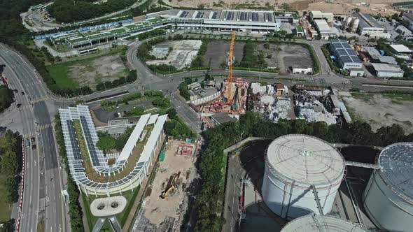 Construction Site in Tuen Mun, Lung Kwu Tan, Hong Kong Gold Coast. Aerial in sunny day alt