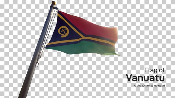 Vanuatu Flag on a Flagpole with Alpha-Channel alt