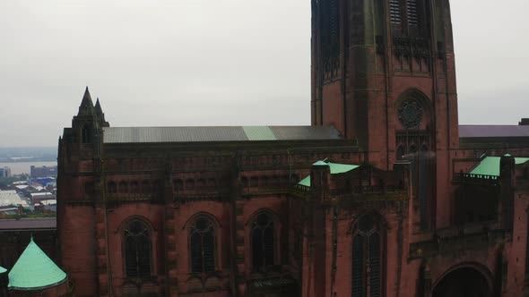 Aerial View of the Liverpool Cathedral or Cathedral Church of Christ alt