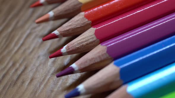 Color Pencils On The Brown Background alt