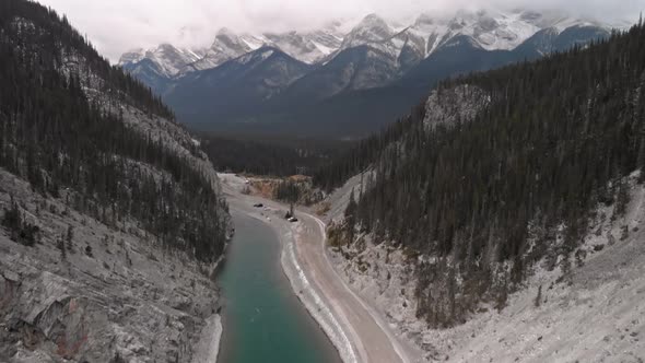 Kananaskis Mountains with Yellow Trees  alt