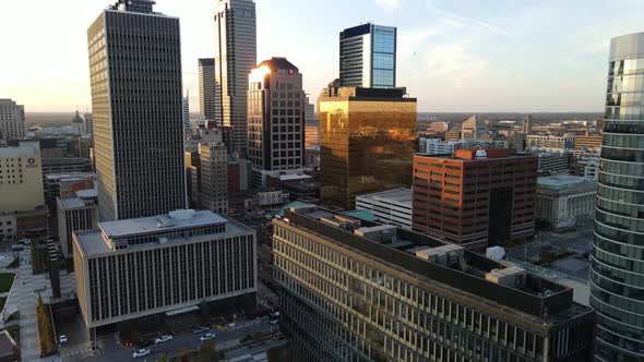 indianapolis downtown aerial footage, city in indiana united states alt