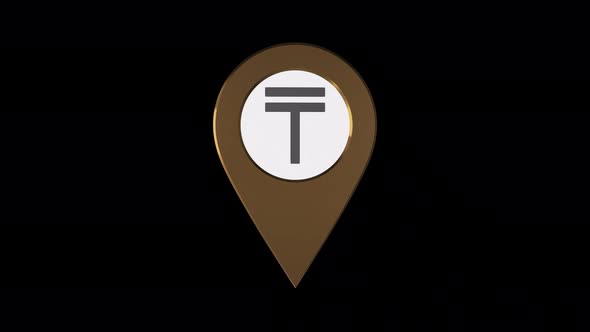 Kazakhstani Tenge Currency Symbol In Pin Point  With Alpha Channel  4K alt