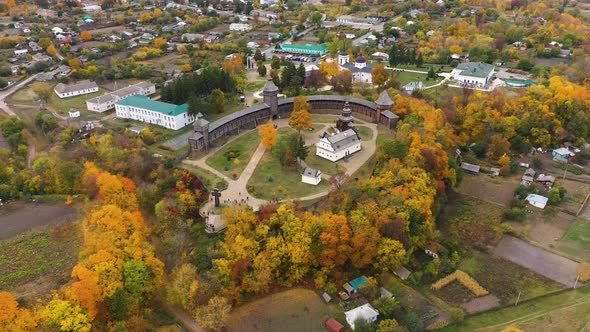 Aerial Panoramic View of Baturin Fortress in Ukraine