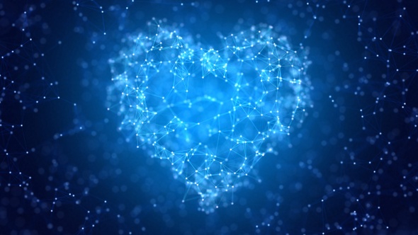 Blue Plexus Valentine's Day Heart Background 4K 