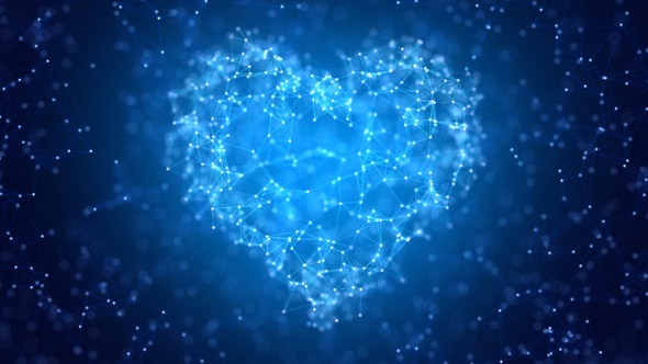 Blue Plexus Valentine's Day Heart Background 4K  alt
