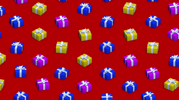 Christmas gifts boxes on red background