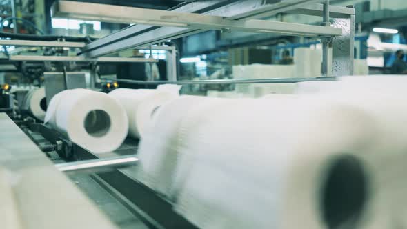 Toilet Paper Being Moved By a Machine alt