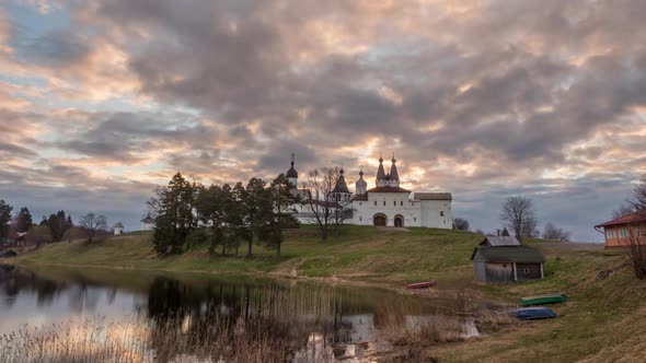 Ferapontov Belozersky Monastery of the Russian Orthodox Church. sunrise.