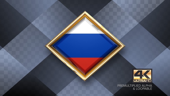 Russia Flag Rotating Badge 4K Looping with Transparent Background