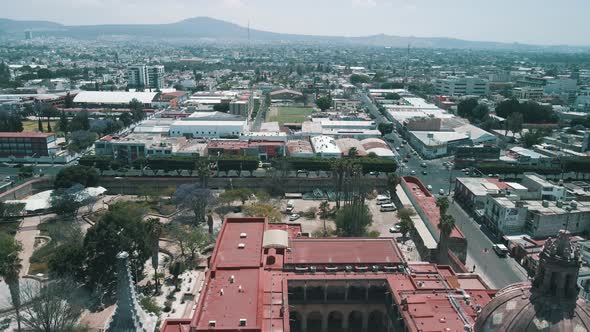 View of landing at Santa rosa de Viterbo church in downtown Queretaro Mexico alt