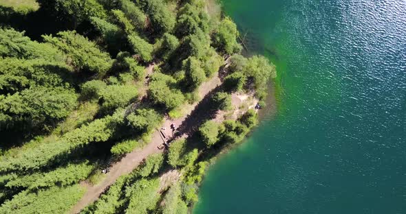 Kolsay Lake Among Green Hills and Mountains. alt
