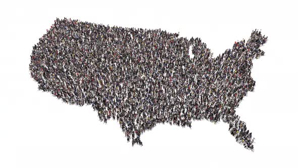 People Gathering And Forming United States Map