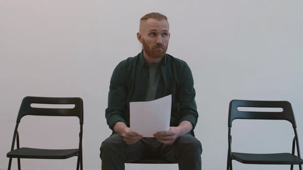 Caucasian Man Waiting for Important Meeting alt