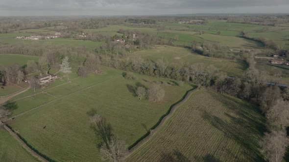 Warwickshire Aerial Landscape Countryside Grand Union Canal Rowington England UK Winter