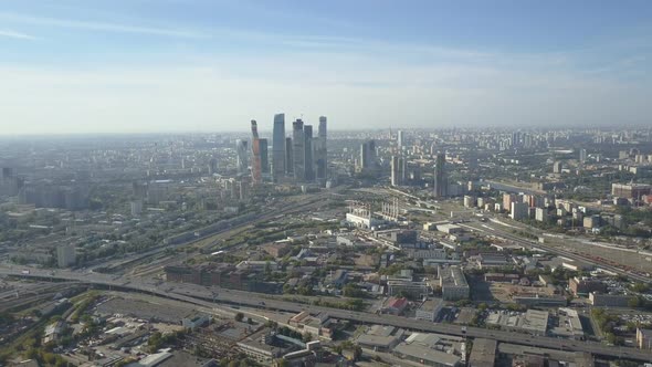 Moscow City Skyscrapers, Aerial View. Office Business Center of Moscow City alt