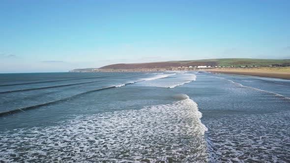Waves In The Beautiful Saunton Sands Beach In UK - Beach Near The Village Of Saunton Popular For Lon alt