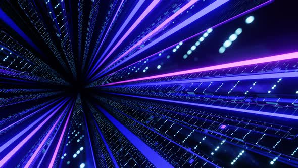 Fly Through Mirror Designs Form Tunnel Technology Cyberspace with Neon Glow alt