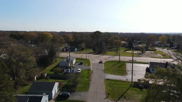 aerial view of a nice neighborhood in mchenry illinois on a sunny afternoon alt