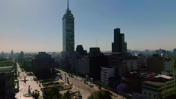 AEREAL SHOT OFTorre Latinoamericana (Latin-American Tower) and Bellas Artes downtown CDMX alt