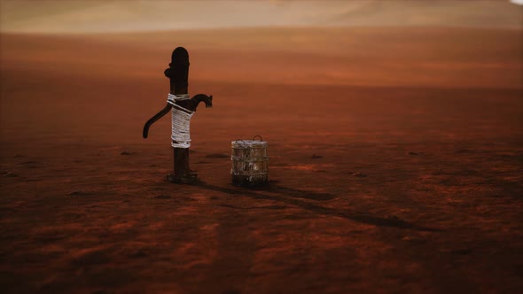 Old Rusted Metal Well in Desert alt