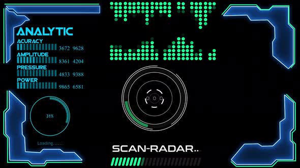 Technology Radar HUD Screen Animation 4K. Vd 1800
