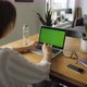 Woman Working With Green Screen Laptop - VideoHive Item for Sale