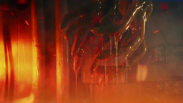 Alien Creature In Fire And Smoke On Spaceship alt