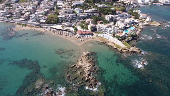 Aerial Drone Video of Beach in Crete Island Greece alt