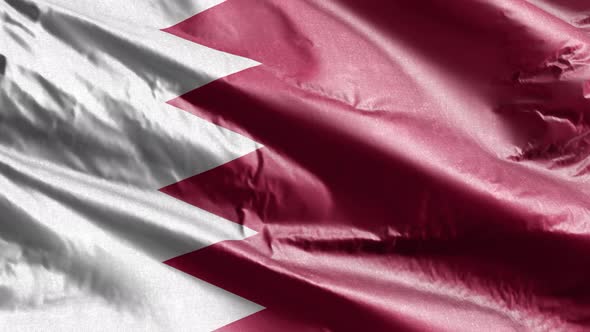 Bahrain textile flag waving on the wind. 10 seconds loop.  alt
