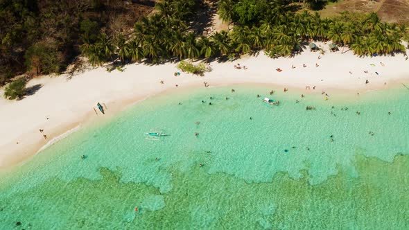Small Torpical Island with White Sandy Beach, Top View. alt