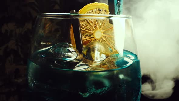 Alcoholic Drink With Lemon. Close-up. alt