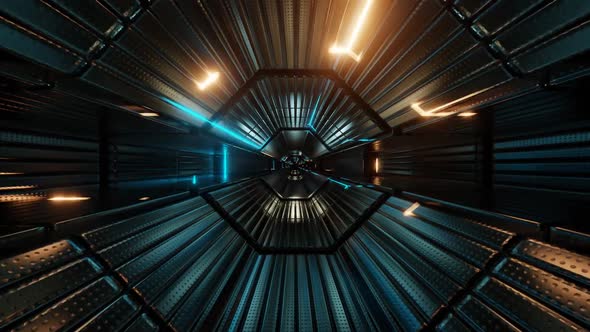 Heavy Metal Sci-Fi Corridor Loop With Streaks Of Energy
