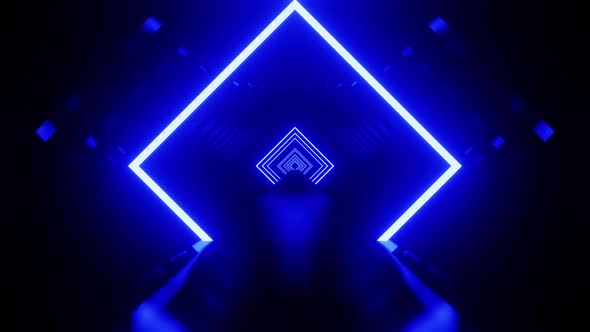 Blue Neon Square Rhombus Blinking Vj Loop Background 4K alt