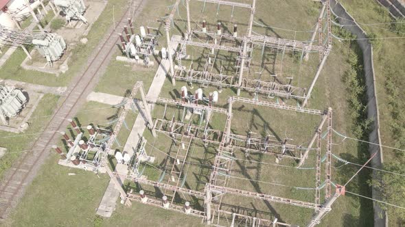 Aerial view of Traction substation of Nadarbazevi railway station, Georgia alt