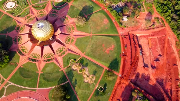 Arial View of Auroville. Auroville is an experimental township in Viluppuram district mostly in the alt