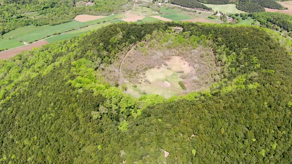 The Santa Margarida Volcano Is an Extinct Volcano in the Comarca of Garrotxa, Catalonia, Spain.  alt