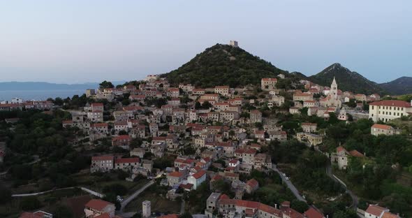 Aerial view of Lastovo, Dubrovnik province, Croatia. alt
