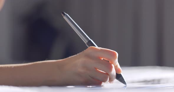 Close Up View of Woman Hand Using Digital Tablet Drawing with Stylus Pen alt