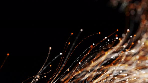 Abstract digital fiber optic lines moving dots background alt