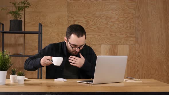 Casual Man Choking in Office alt