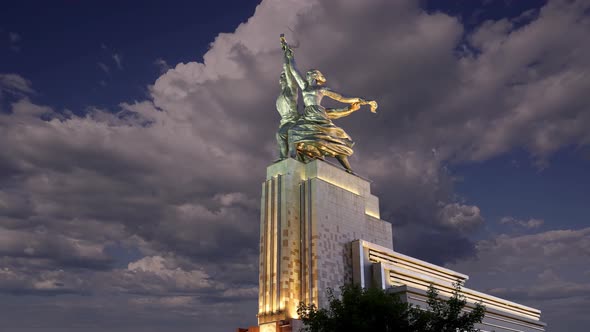 Famous soviet monument Rabochiy i Kolkhoznitsa, Moscow, Russia. Made of in 1937