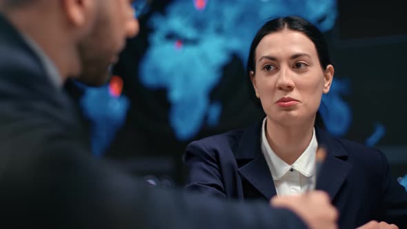 Business People Talking at Formal Job Interview Appointment at Modern Office alt