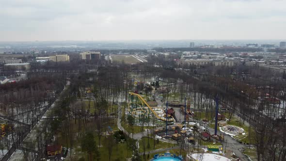 Aerial attractions Gorky Central Park in Kharkiv