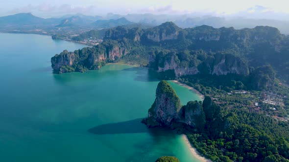 Railay Beach Krabi Thailand Tropical Beach of Railay Krabi Drone Aerial View of Panoramic View of alt