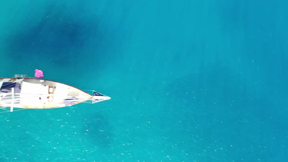 Aerial View of a Yaht Moored Near Spinalonga Island, Crete, Greece