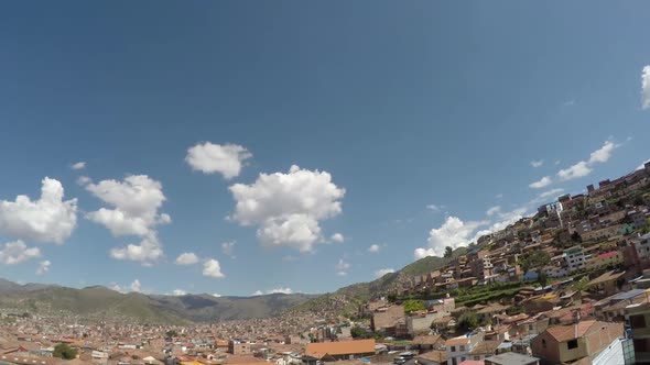 Cusco City Inca Civilization Old Town Peru Time Lapse Panorama From the Window Cloud Scape