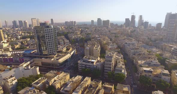 Drone Hover over the skyline of Tel Aviv Center