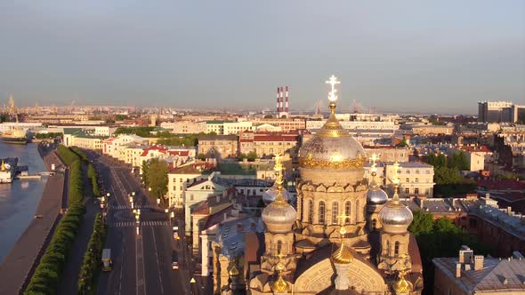 Aerial View Of Cathedral Church On The Embankment  St. Petersburg alt